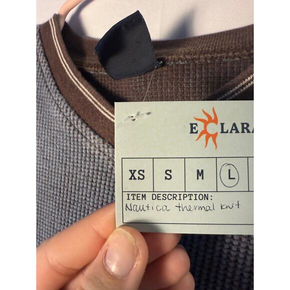 Nautical Dark Blue Thermal Knit V-neck Pullover Sweater Men's Size Large - Picture 4 of 4